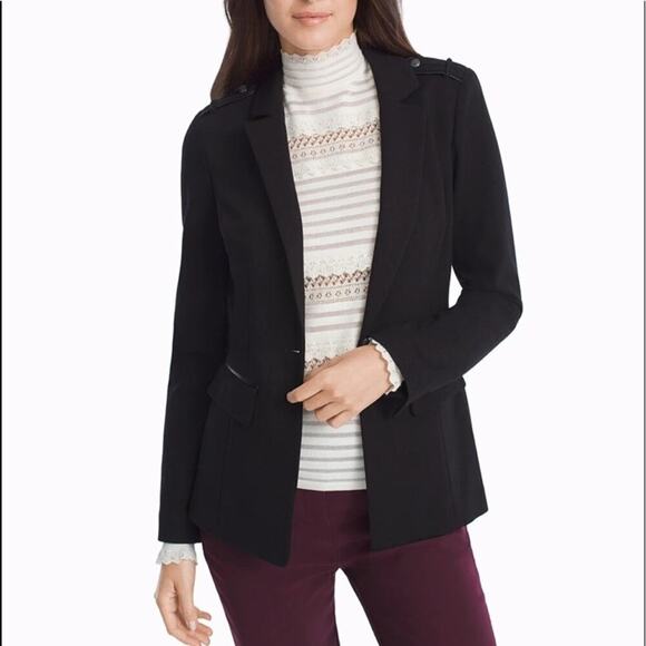 WHBM Leather Trim Ponte Blazer Jacket - Picture 3 of 16